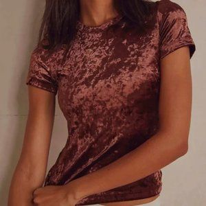 NWT Free People Velvet Baby Tee (Small / Cocoa)